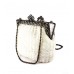 Evening Bag - Beaded w/ Rhinestoned Frame - White - BG-38694WT